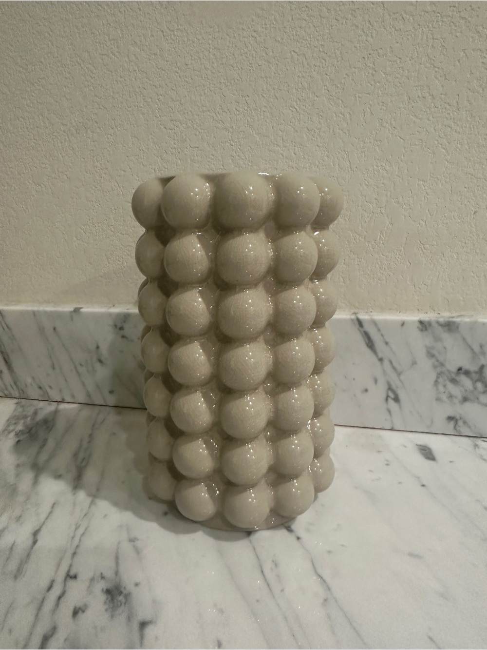 H&M Cream Bubble Ceramic Vase - Textured Accent
